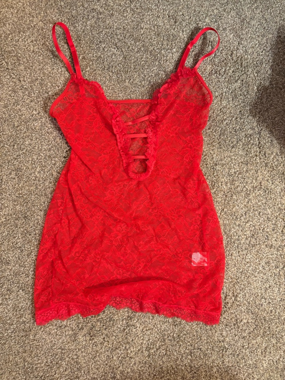 Red Lace Chemise Nightdress - Women's lingerie